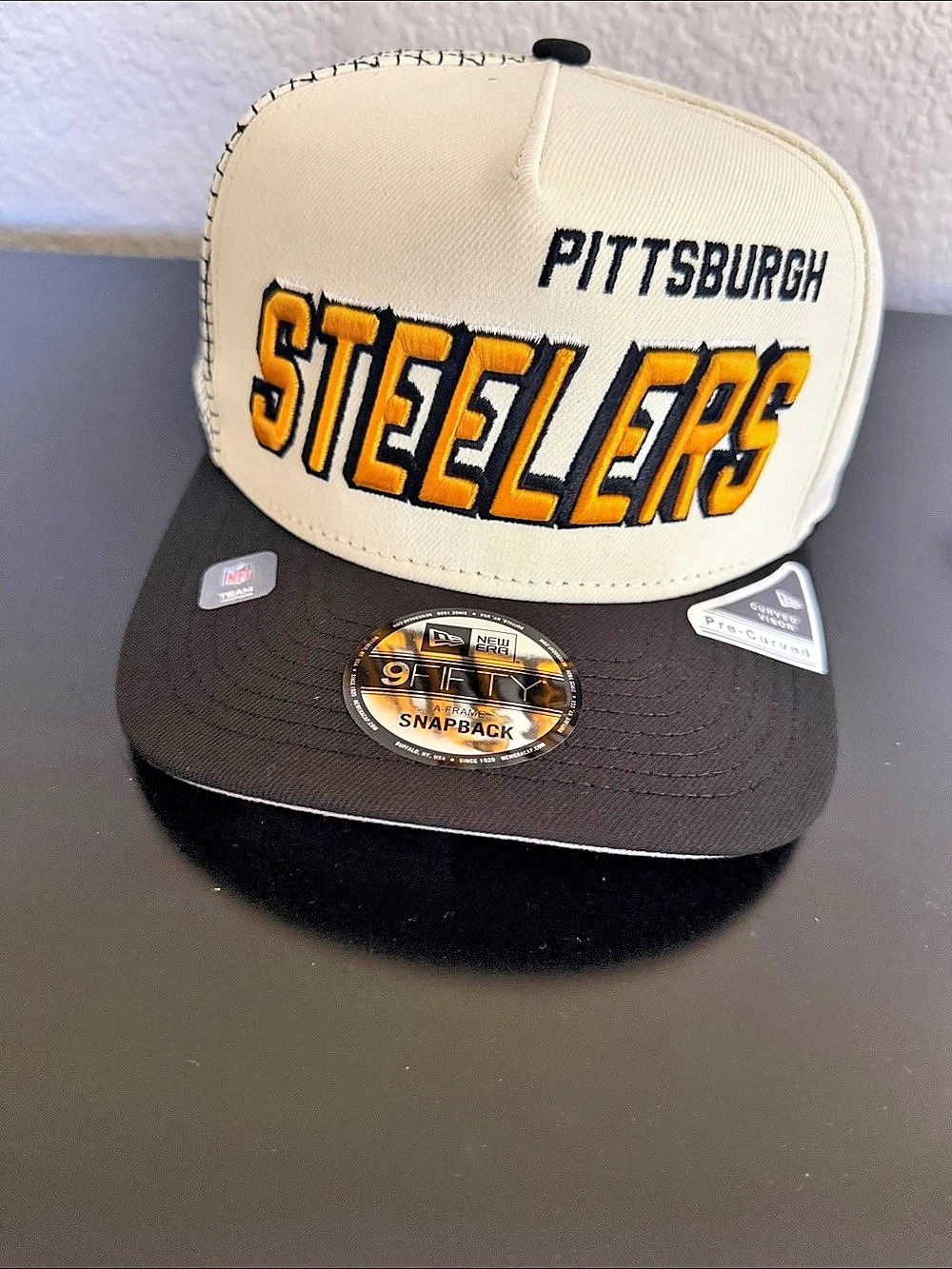 New Era 9FIFTY Snapback Steelers Snapback Cream & Black NWT